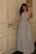 Pretty A Line Spaghetti Straps Pleated Silver Gray Sequin Prom Dresses Birthday Outfits Prom Gowns