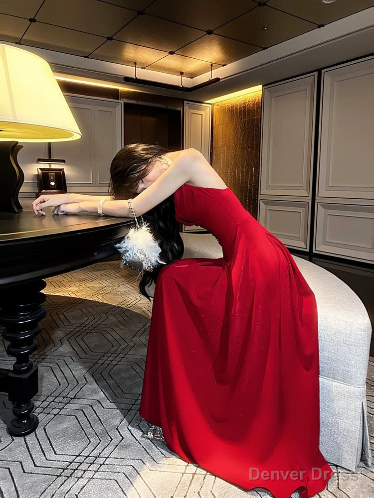 Pretty A Line Spaghetti Straps Red Knee Length Prom Dress Prom Gown Birthday Dresses