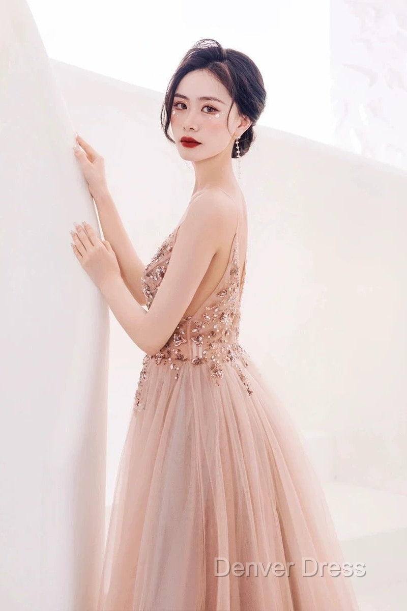 Pretty A Line Spaghetti Straps Tulle Long Length Evening Dresses Prom Dresses