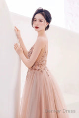Pretty A Line Spaghetti Straps Tulle Long Length Evening Dress Prom Dresses