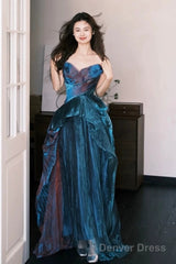 Pretty A Line Sweetheart Ruffles Long Evening Dress Prom Dresses