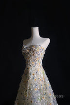 Pretty A Line Sweetheart Tulle Floral Long Prom Dresses Evening Gowns