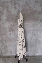 Pretty A Line V Neckline Floral Long Prom Dresses Birthday Dresses For Women