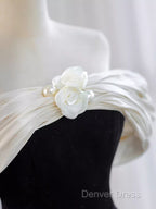 Pretty Ball Gown Off The Shoulder Black Velvet Evening Party Dresses Prom Dresses With Flower