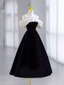 Pretty Ball Gown Off The Shoulder Black Velvet Evening Party Dresses Prom Dresses With Flower PD0043