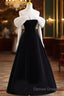 Pretty Ball Gown Off The Shoulder Black Velvet Evening Party Dresses Prom Dresses With Flower