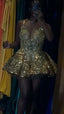 Pretty Ball Gowns Spaghetti Straps Gold Lace Prom 8Th Grade Homecoming Dress Summer Middle School Hoco Dresses Homecoming Outfits