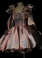 Pretty Ball Gowns Spaghetti Straps Pink Satin Short Mini Prom 8Th Grade Homecoming Dress Summer Middle School Hoco Dresses Birthday Outfits