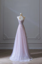 Pretty Ball Gown Sweetheart Pink Floral Tulle Long Prom Dresses Evening Gowns