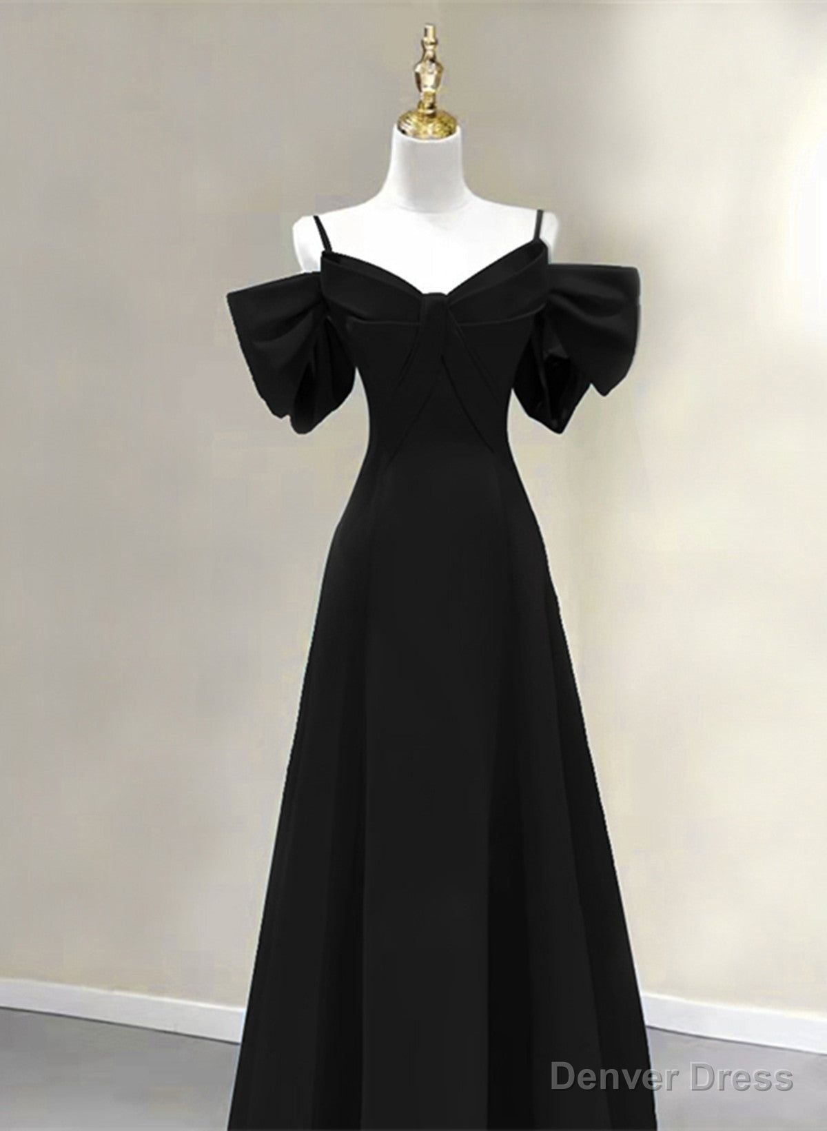 Pretty Black A-line Long Party Dress, Black Floor Length Prom Dress Evening Dress Secondary image