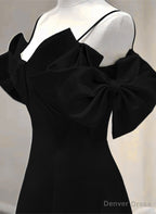 Pretty Black A Line Long Prom Dress, Black Floor Length Prom Dress