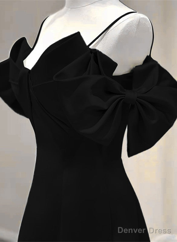 Pretty Black A Line Long Prom Dress, Black Floor Length Prom Dress