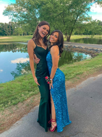 Dark Green New Backless Satin Floor Length Long Prom Dresses