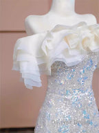 Pretty Mermaid Off The Shoulder Sequin Long Evening Party Dresses Prom Dresses