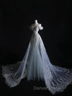 Pretty Mermaid Off The Shoulder Silver Beads Long Prom Dresses Formal Evening Dresses