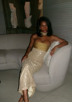 Pretty Mermaid Strapless Long Yellow Sequin Satin Prom Dress