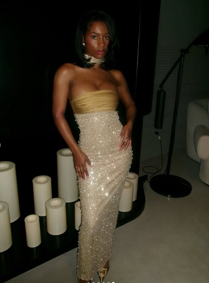 Pretty Mermaid Strapless Long Yellow Sequin Satin Prom Dress