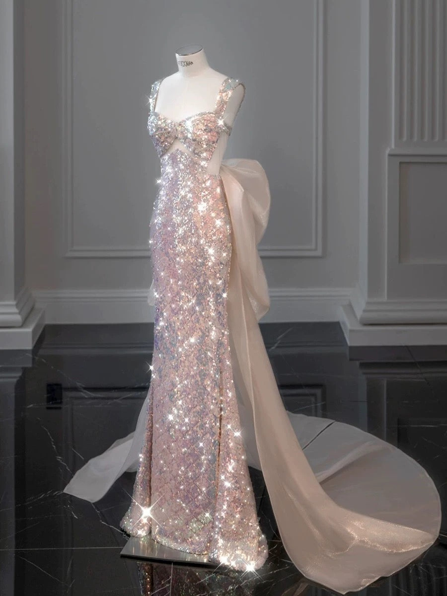 Pretty Mermaid Sweetheart Sequin Long Prom Dress Birthday Outfits