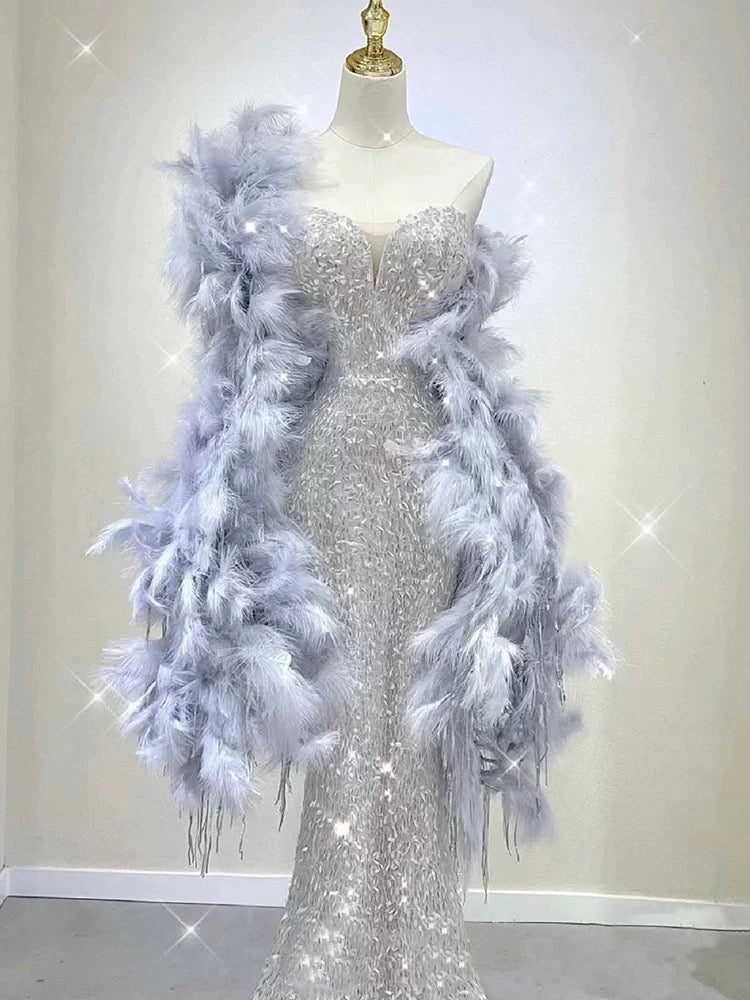 Pretty Mermaid Sweetheart Sequin Long Prom Dress Birthday Outfits