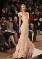 Pretty Mermaid V Neckline Long Chiffon Prom Dress
