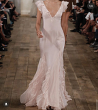 Pretty Mermaid V Neckline Long Chiffon Prom Dress