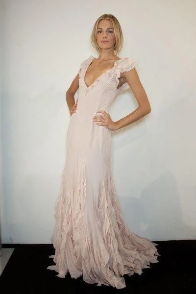 Pretty Mermaid V Neckline Long Chiffon Prom Dress