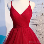Pretty Navy Blue Tulle Layers Straps Long Prom Dress, Blue Prom Dresses