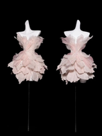 Pretty Pink Organza Sequin Beaded Homecoming Dress Strapless Birthday Prom Dresses