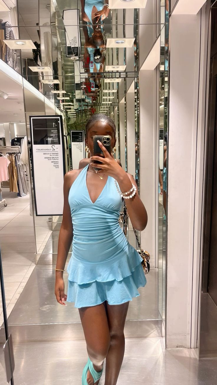 Pretty Pleated Halter Neck Mini Birthday Skirt Homecoming Dresses Secondary image