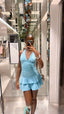 Pretty Pleated Halter Neck Mini Birthday Skirt Homecoming Dresses
