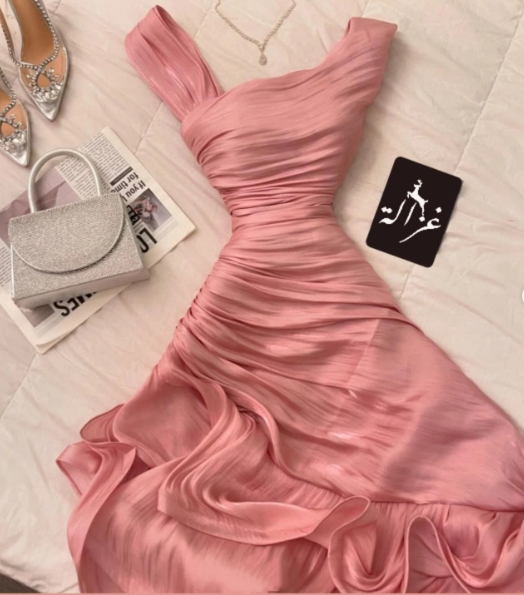 Pretty Sheath Pink Long Ruffles Prom Dress
