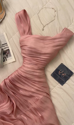 Pretty Sheath Pink Long Ruffles Prom Dress