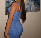 Pretty Sheath Sweetheart Blue Sequin Prom Homecoming Dress 21St Birthday Outfits Graduation Dress Short Mini Cocktail Dresses