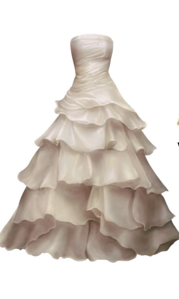 Pretty Strapless A Line Ruffle Long Prom Dress White Layered Wedding Dresses Secondary image