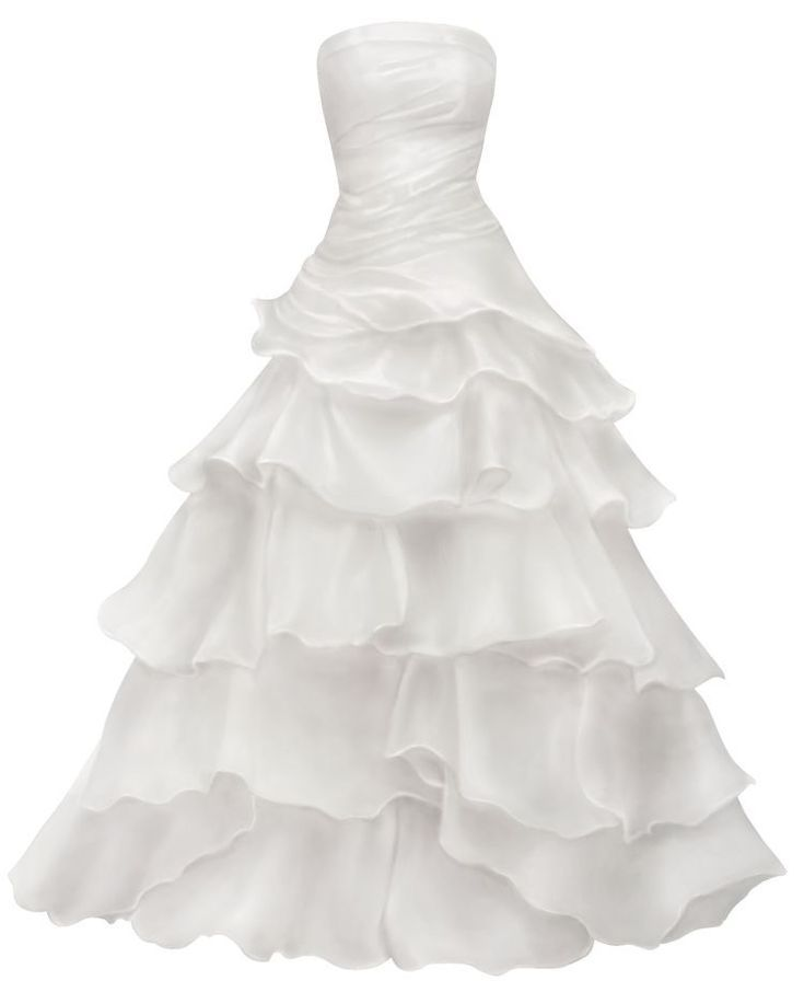 Pretty Strapless A Line Ruffle Long Prom Dress White Layered Wedding Dresses Main image