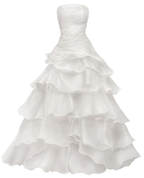 Pretty Strapless A Line Ruffle Long Prom Dress White Layered Wedding Dresses
