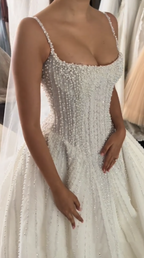Pretty Wedding Dress Ball Gowns Spaghetti Straps Sequin White Wedding Dresses Bridal Gown