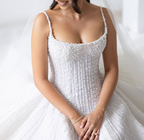 Pretty Wedding Dress Ball Gowns Spaghetti Straps Sequin White Wedding Dresses Bridal Gown