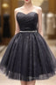 Princess A-Line Black Party Dresses With Sweetheart And Lace Up Back Homecoming Dresses