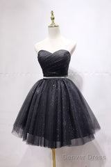 Princess A-Line Black Party Dress With Sweetheart And Lace Up Back Homecoming Dress