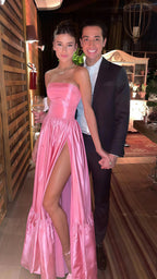 Line Pink Prom Dress, Sweet Birthday Prom Dresses