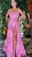 Line Pink Prom Dress, Sweet Birthday Prom Dresses