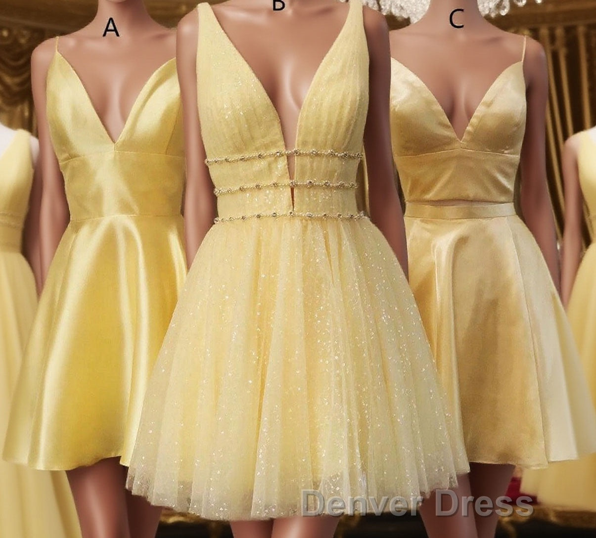 Princess A-line Short Yellow Homecoming Dresses,Cocktail Dresses Classy Elegant Main image