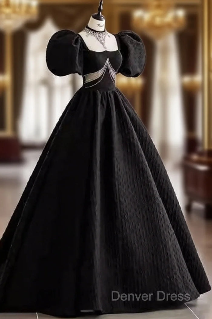 Princess Ball Gown Black Lace Long Prom Dresses Main image