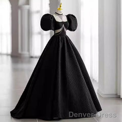 Princess Ball Gown Black Lace Long Prom Dress