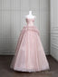 Princess Ball Gown Pink Tulle Prom Dresses Long Evening Dress