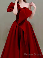 Princess Ball Gown Red Strapless Long Prom Dress