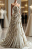 Princess Ball Gown Sweetheart Neckline Pleats White Sequin Wedding Dresses