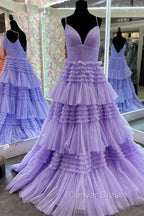 Princess Blue Tiered Layers Tulle Long Prom Dress