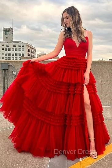 Princess Blue Tiered Layers Tulle Long Prom Dress